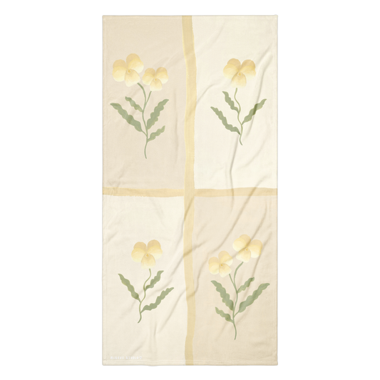 Towel - Yellow Pansy Checkerboard Design