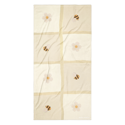 Towel - Bee & Flower Checkerboard Design