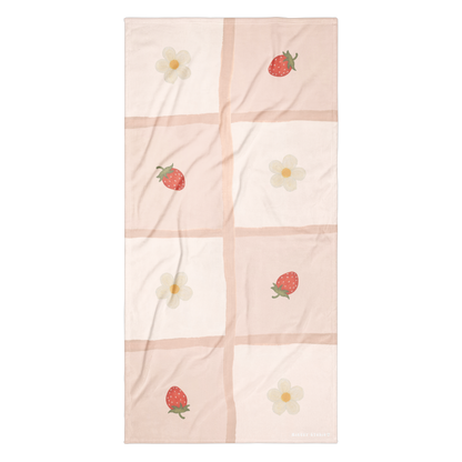 Towel - Strawberry & Flower Checkerboard Design