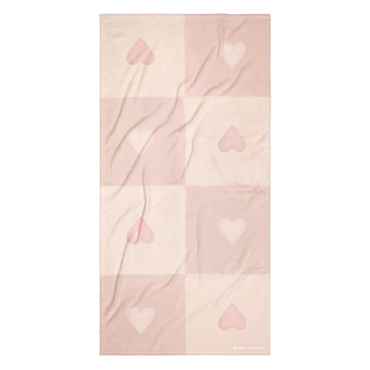 Towel - Pink Heart Checkerboard Design