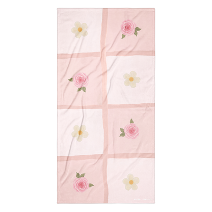 Towel - Rose & Flower Checkerboard Design