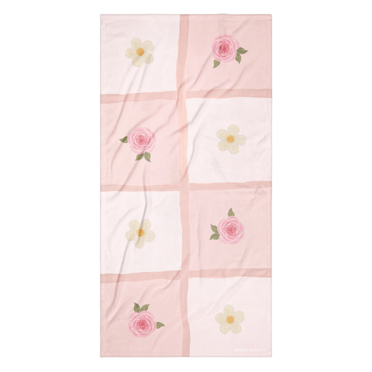 Towel - Rose & Flower Checkerboard Design