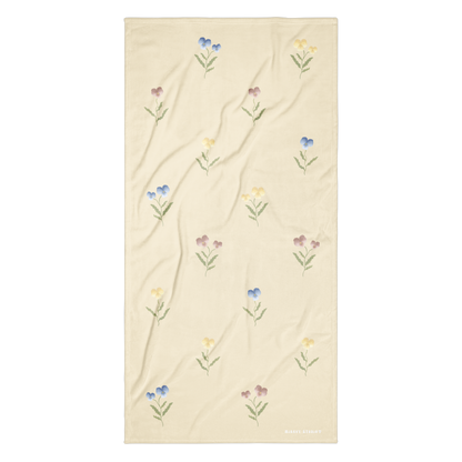 Towel - Pink, Blue & Yellow Pansy Design