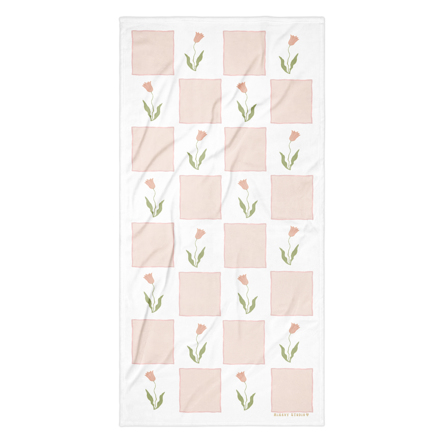 Towel - Pink Tulip Checkerboard No.1 Design