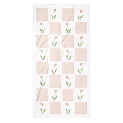 Towel - Pink Tulip Checkerboard No.1 Design