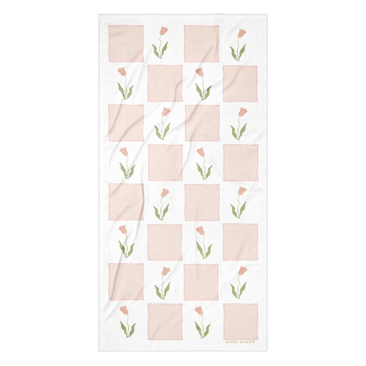 Towel - Pink Tulip Checkerboard No.1 Design