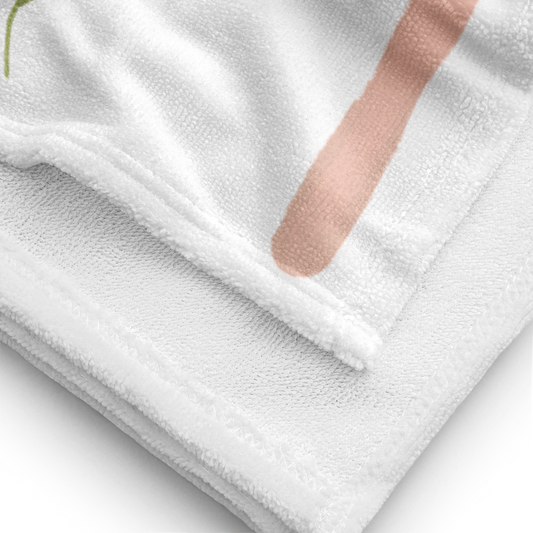 Towel - Pink Tulip & Pink Stripes Design