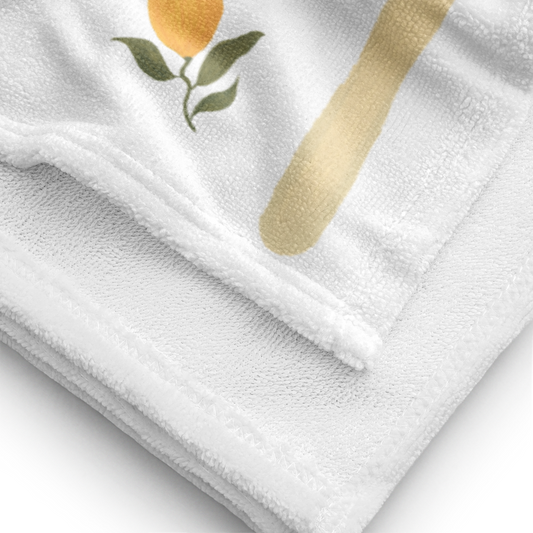 Towel - Lemon, Flower & Yellow Stripes Design