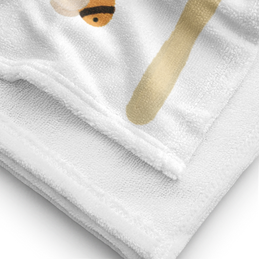 Towel - Bee, Flower & Beige Stripes Design