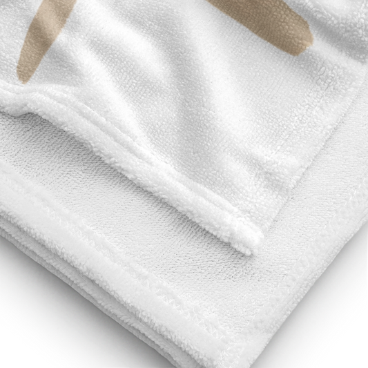 Towel - Beige Grid & Heart Design