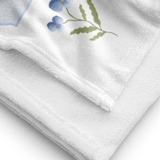 Towel - Blue Pansy Checkerboard No.1 Design
