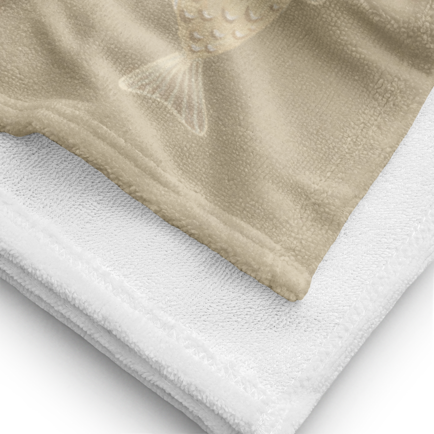 Handduk - Beige Fiskar & Schackrutor