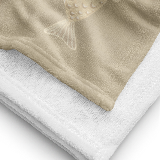 Towel -  Beige Checkerboard Fish Design