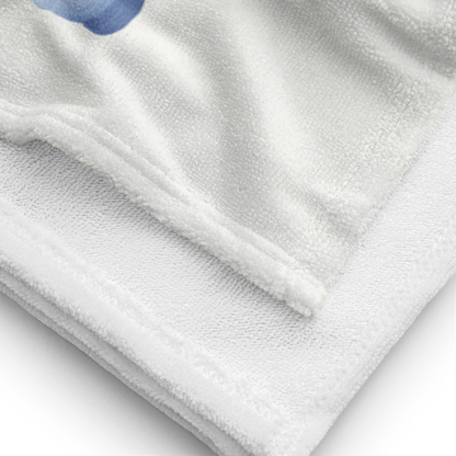 Towel - Blue Pansy Checkerboard Design