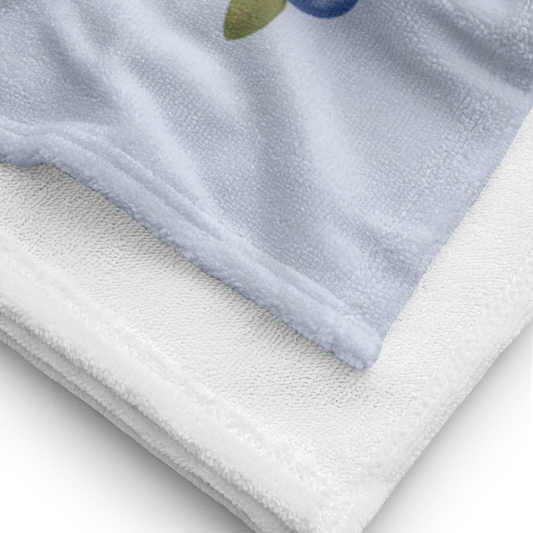 Towel - Blueberry & Flower Checkerboard Design