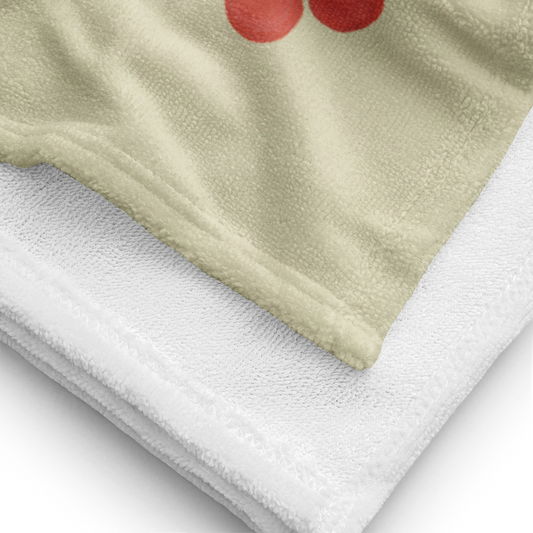 Towel - Cherry & Flower Checkerboard Design