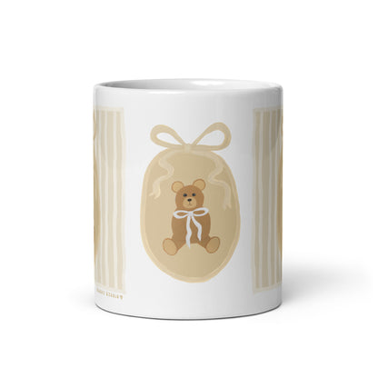 Keramikmugg - Nallebjörn med Beige Rosettram